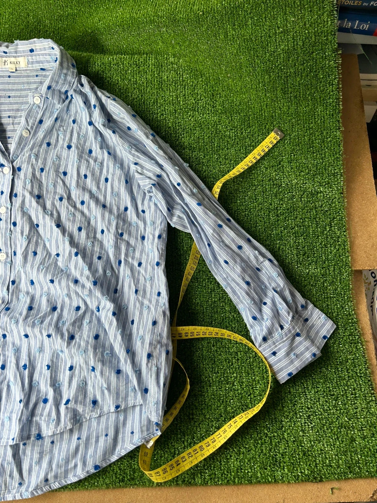 Witte blauwe gestreepte kilky-shirt maat L 100% katoen – photo 3
